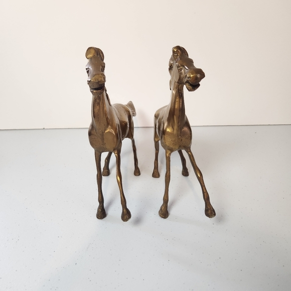 Vintage Modernist Mustang Horse Set Of 2 Brass Horses Figurine 1970s 70s Decor - Picture 4 of 7